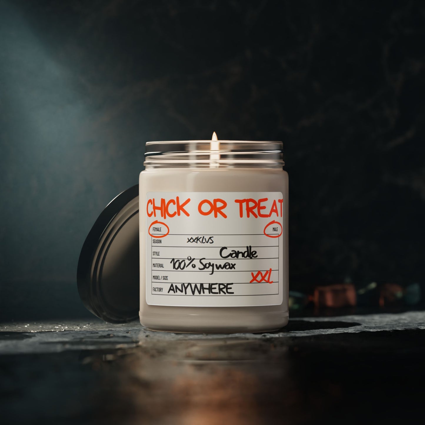 CHICK OR TREAT , Halloween Candy 9oz Glass Candle