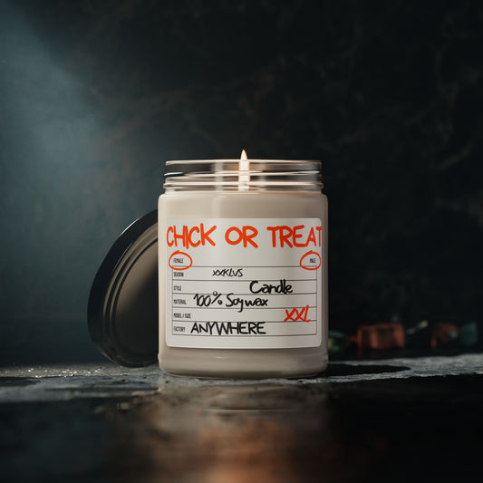 CHICK OR TREAT , Halloween Candy 9oz Glass Candle