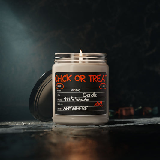 CHICK OR TREAT , Halloween Candy 9oz Glass Candle